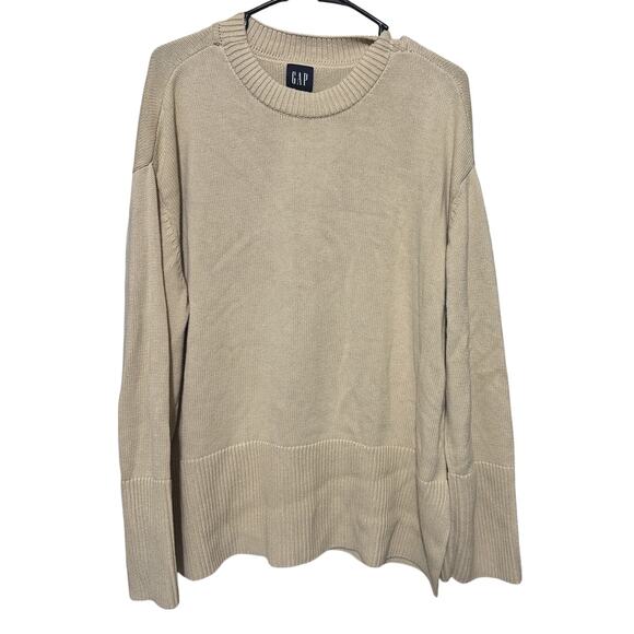 GAP Women's Sweater Cotton Pullover Cream Size XL Oversized Tunic Length - Picture 1 of 7